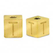 Perles en acier Inox lettre T Doré