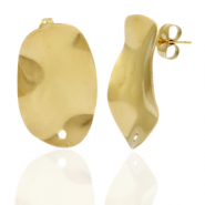 Boucles d'oreilles en acier Inox/puces d&rsquo;oreilles ovale avec anneau Dor&eacute;