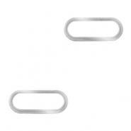 Breloques en acier Inox/connecteur ovale Argent&eacute;