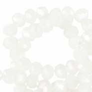 Perles &agrave; facettes 4x3mm disque Heishi Blanc marguerite-pearl shine coating