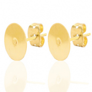 Appr&ecirc;ts en acier inox puces d'oreilles pour cabochons 12mm Dor&eacute;