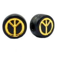 Perles lettres acryliques signe de paix Noir-doré