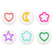 Perles lettres acryliques mélange d'icônes Blanc-multicolore