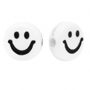 Perles lettres acryliques smiley Blanc-noir