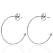 Boucles d'oreilles puces en acier Inox cr&eacute;oles Argent&eacute;