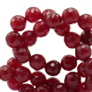 Pierres naturelles 8mm Jade facett&eacute;es Rouge bordeaux
