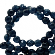 Pierres naturelles 4mm Jade facettées Bleu foncé