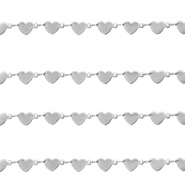 Appr&ecirc;ts en acier Inox cha&icirc;ne maille jaseron coeurs Argent&eacute;