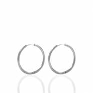 Boucles d'oreilles en acier Inox cr&eacute;oles 14mm Argent&eacute;
