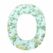 Pendentifs en résine ovale Bleu turquoise doré-transparent