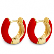 Boucles d'oreilles tendance &eacute;maill&eacute;e 15mm Rouge-dor&eacute;
