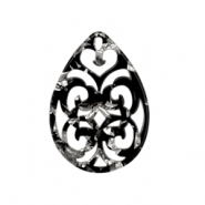 Pendentifs en r&eacute;sine baroque goutte argent&eacute;-noir