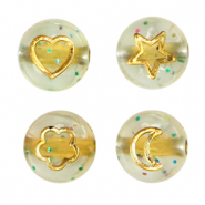 Perles lettres acryliques mélange d'icônes Glitter transparent-doré