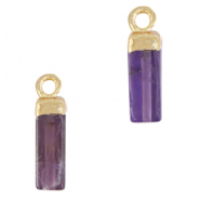 Pierres naturelles pendentifs Am&eacute;thyste tube Violet-dor&eacute;