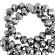 Perles &agrave; facettes 4x3mm disque Heishi Argent&eacute;-pearl shine coating