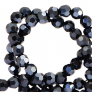 Perles &agrave; facettes rondes 4mm Noir-pearl shine coating