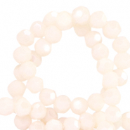 Perles &agrave; facettes rondes 4mm Beige pristine-pearl shine coating