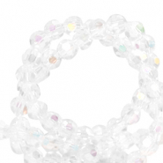 Perles &agrave; facettes rondes 4mm Crystal-AB Coating