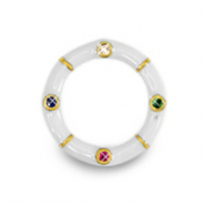 M&eacute;tal TQ laiton breloques connecteur zirconium Dor&eacute;-blanc