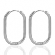 Boucles d'oreilles en acier inox cr&eacute;oles ovale Argent&eacute;