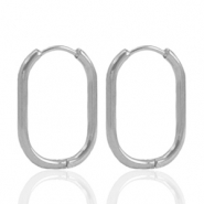 Boucles d'oreilles en acier inox cr&eacute;oles ovale Argent&eacute;