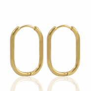 Boucles d'oreilles en acier inox cr&eacute;oles ovale Dor&eacute;