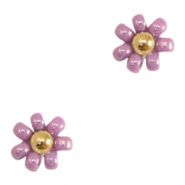 Perles Miyuki fleur 8mm Violet-dor&eacute;