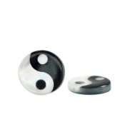 Perles coquillage specials symbole Yin & Yang Noir-blanc (couleur naturelle)