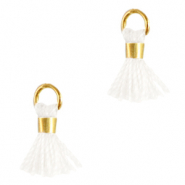 Pompons 0.7cm Dor&eacute;-blanc