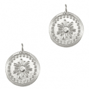 Breloques en m&eacute;tal DQ fleur Argent&eacute; antique (sans nickel)