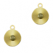 Breloques en acier Inox 12mm avec pierre naturelle Dor&eacute;-gris horizon