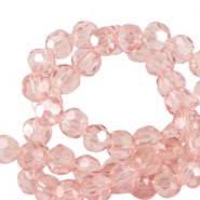 Perles &agrave; facettes rondes 4mm Rose vif-pearl shine coating