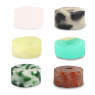 Pierres naturelle m&eacute;lang&eacute;es disc 4x2mm Multicolore rouge vert