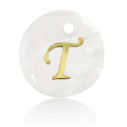 Pendentifs coquillage specials lettre T Doré-blanc (couleur naturelle)