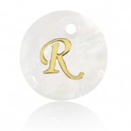 Pendentifs coquillage specials lettre R Doré-blanc (couleur naturelle)