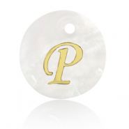 Pendentifs coquillage specials lettre P Doré-blanc (couleur naturelle)