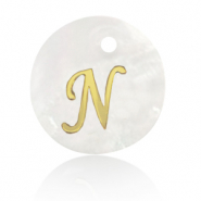 Pendentifs coquillage specials lettre N Doré-blanc (couleur naturelle)