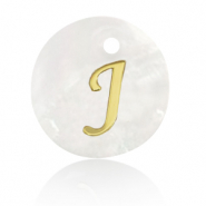 Pendentifs coquillage specials lettre J Doré-blanc (couleur naturelle)
