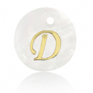 Pendentifs coquillage specials lettre D Doré-blanc (couleur naturelle)