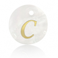Pendentifs coquillage specials lettre C Doré-blanc (couleur naturelle)