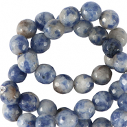Pierres naturelles Sodalite et Microcline 4mm facettées Bleu foncé-blanc