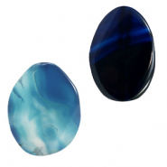 Pierres naturelles Calc&eacute;doine (Quartz) et Agate ovale 6mm Bleu oc&eacute;an opal