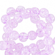 Perles en verre 6 mm craquel&eacute; Lilas rose pur