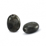 Pierres naturelles perles Labradorite oval Anthracite fonc&eacute;