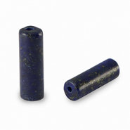 Pierres naturelles perles Lapis-Lazuli tube Bleu fonc&eacute;
