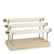 Pr&eacute;sentoir bijoux pour bagues 3 niveaux Naturel-dor&eacute;