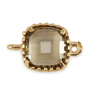 Connecteurs en verre Crystal Glass carr&eacute; Diamant noir-dor&eacute;