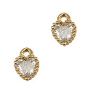 Pendentifs en verre Crystal Glass c&oelig;ur Cristal-dor&eacute;