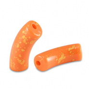 Perles acryliques tube brillante Orange-dor&eacute;