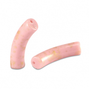 Perles acryliques tube brillante Rose clair-dor&eacute;